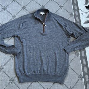 Peter Millar British Blue/Gray Autumn Crest Zip Up Sweater